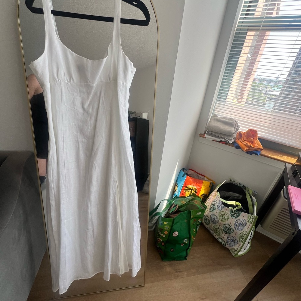 Zara White Maxi Scoop Neck Sundress